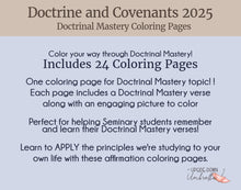 Load image into Gallery viewer, Seminary Doctrinal Mastery Coloring Pages for Doctrine &amp; Covenants 2025, LDS Youth Coloring Pages for Seminary Scriptures, Scripture Master
