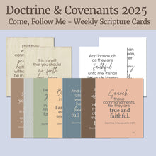 Load image into Gallery viewer, doctrine and covenants scripture cards for come follow me 2025 , LDS home decor scriptures for your home, minimalist, farmhouse, and modern colors options , 4x6 8x10 
