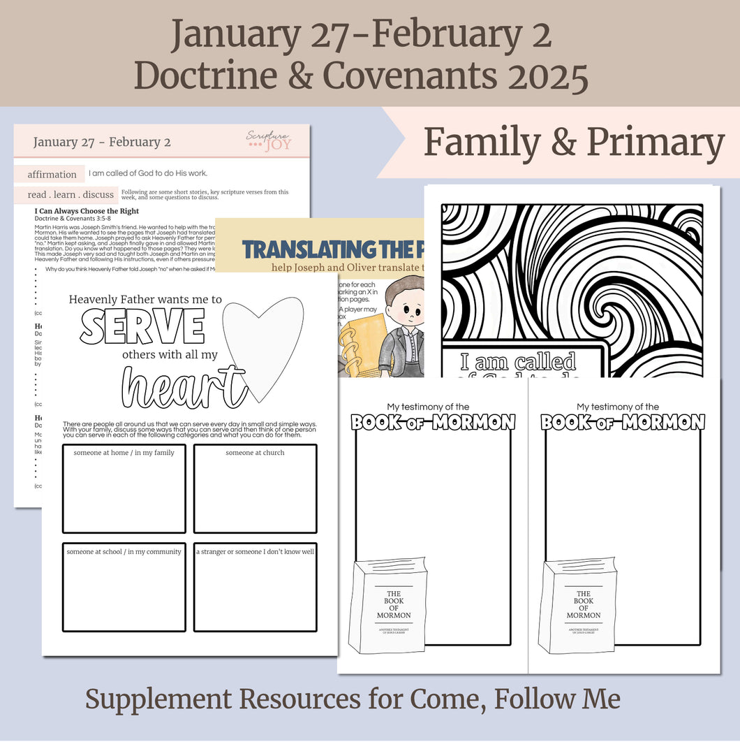 LDS PRimary lesson, helps for primary teachers, My Work Shall go Forth, Come Follow Me lesson for primary, home, gospel centered learning, January 27 to February 5 lesson outline, coloring pages, activity pages, and lesson artwork