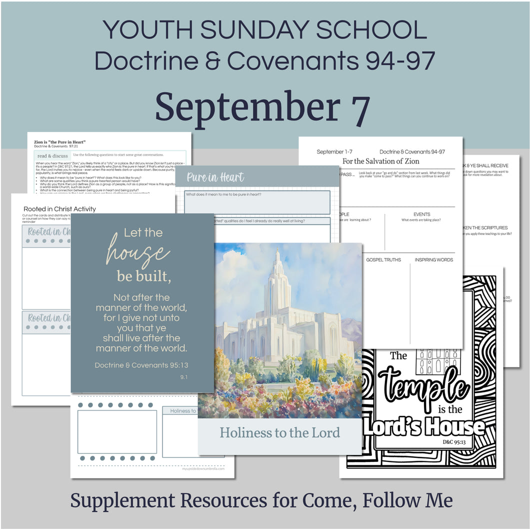 youth lesson plan for young women, young men, aaronic priesthood lesson outline, YW lesson, YM lesson, Young Women Lesson outline, young women lesson plan, lesson helps for young women leaders, teaching young women lesson, lesson helps for LDS youth, Lesson handout, coloring page, scriptures, family home evening for teens,

September 1-7 | LDS Youth Lesson Plan | Sunday School Outline | Doctrine and Covenants 94-97 Come, Follow Me, 