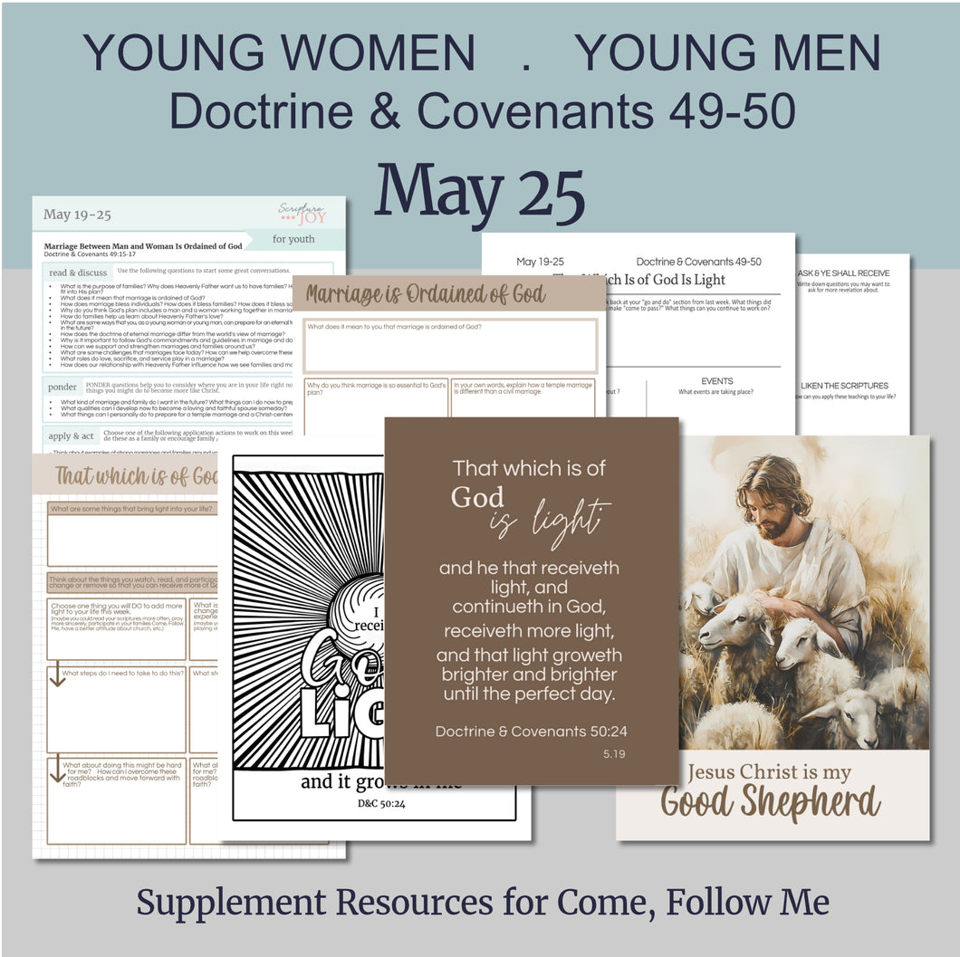 May 19-25 LDS Youth Lesson Outline | Young Women - YM | D&C 49-50, Doctrine & Covenants Come Follow Me 2025, 