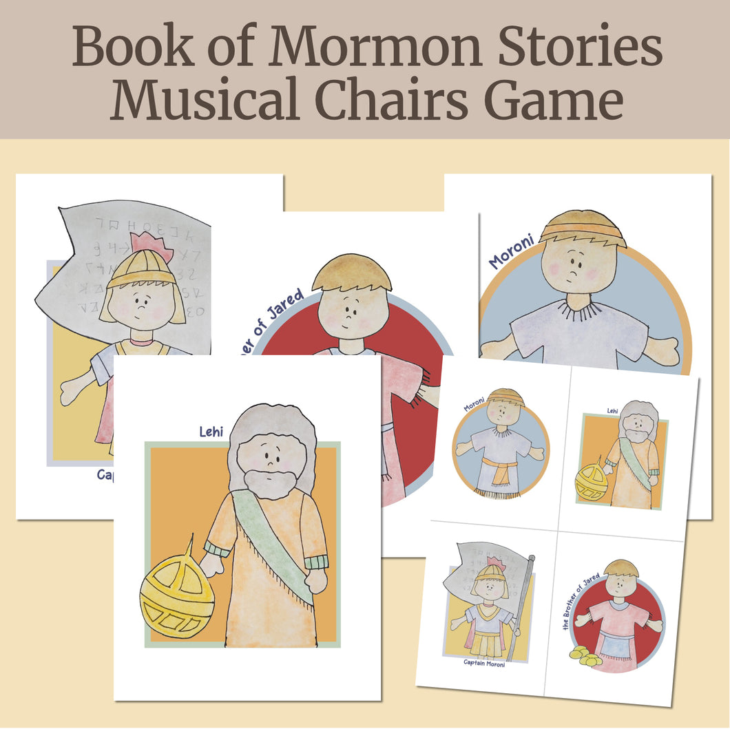 Book of Mormon Stories Musical Charis Game for LDS Primary Children, SInging Time, FHE, Come, Follow Me Lesson and Activity