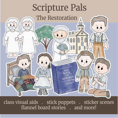 Scripture Pals, Scripture Buddies, Scripture clipart, restoration of the LDS church, church of Jesus Christ of Latter-day Saints, Come, Follow Me Home learning, LDS artwork for teaching primary, FHE, home centered learning CFM