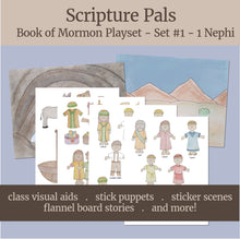 Load image into Gallery viewer, book of mormon scripture pals, scripture heroes, clipart, printable characters, book of mormon stickers, come follow me 2024 
