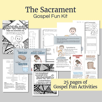 Sacrament fun kit for LDS kids, LDS Primary, Crossword puzzles, mazes, coloring pages, word search, Perfect for sacrament meeting, Come Follow Me, FHE, Activity Days, or quiet Sunday mornings or afternoons.