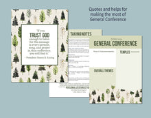 Load image into Gallery viewer, General Conference Workbook for LDS General Conference notes, note-taking printable workbook with trees 
