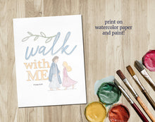 Load image into Gallery viewer, Young Women Watercolor and Coloring Pages | Walk with Me | Moses 6:34 | 2026 LDS Youth Theme
