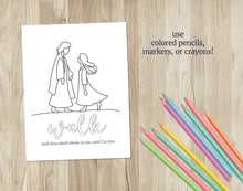 Load image into Gallery viewer, Young Women Watercolor and Coloring Pages | Walk with Me | Moses 6:34 | 2026 LDS Youth Theme
