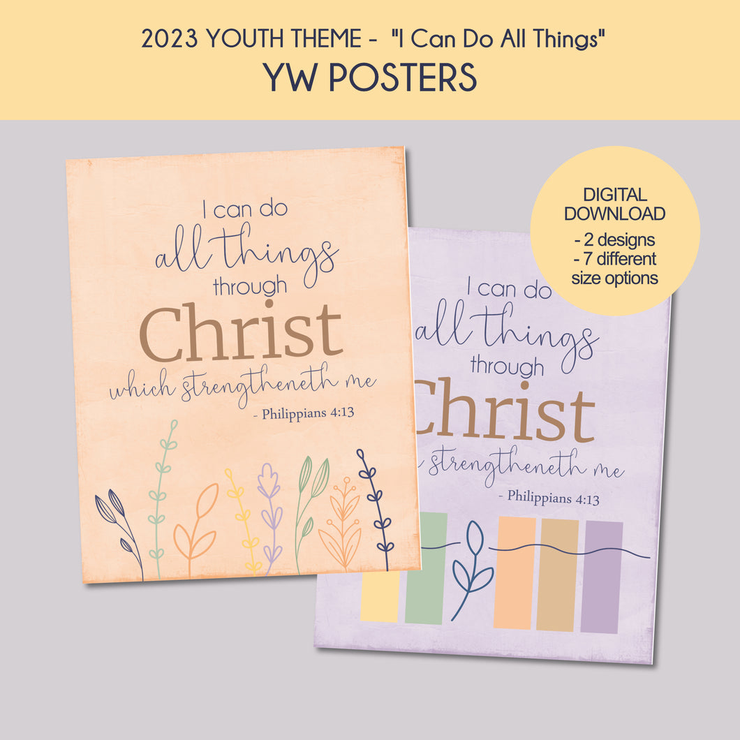 2023 YW theme - all things through Christ - printable poster