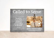 Load image into Gallery viewer, LDS Sister Missionary Plaque, Personalized Called to Serve Picture Frame
