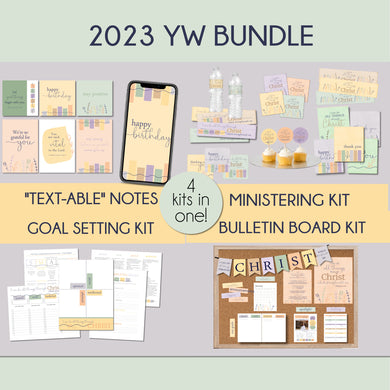 YW theme for 2023, I can do all things through Christ printables, YW Bundle, YW cupcake toppers, Young women birthday cards, LDS young women bulletin board 2023