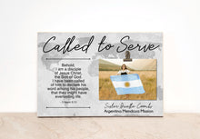 Load image into Gallery viewer, Personalized LDS Missionary Plaque, Called to Serve Picture Frame with Scripture
