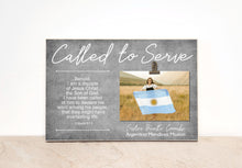 Load image into Gallery viewer, Personalized LDS Missionary Plaque, Called to Serve Picture Frame with Scripture, Missionary Farewell
