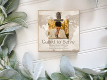 Load image into Gallery viewer, Called to Serve Mini Photo Frame, LDS Sister Missionary Photo Frame, Personalized Plaque, Missionary Farewell Decor
