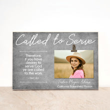 Load image into Gallery viewer, LDS Sister Missionary Plaque, Personalized Called to Serve Picture Frame
