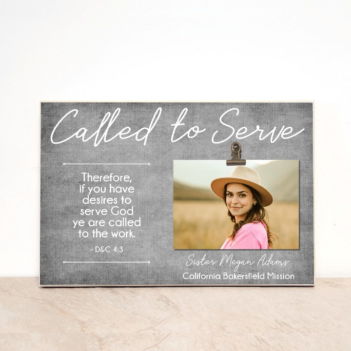 LDS Sister Missionary Plaque, Personalized Called to Serve Picture Frame