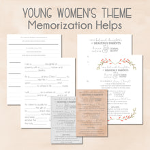 Load image into Gallery viewer, NEW YW Theme Memorization Helps Worksheets
