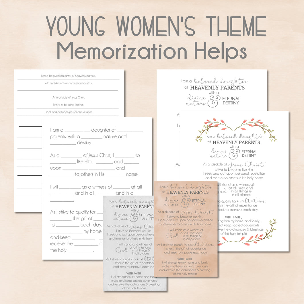 NEW YW Theme Memorization Helps Worksheets
