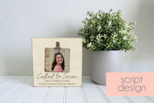 Load image into Gallery viewer, Called to Serve Mini Photo Frame, LDS Sister Missionary Photo Frame, Missionary Farewell Decor
