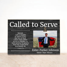 Load image into Gallery viewer, Personalized LDS Missionary Plaque, Called to Serve Picture Frame with Scripture
