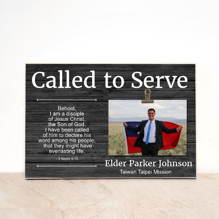 Personalized LDS Missionary Plaque, Called to Serve Picture Frame with Scripture