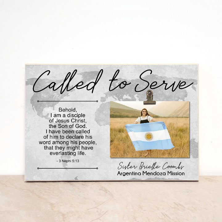 Personalized LDS Missionary Plaque, Called to Serve Picture Frame with Scripture, Missionary Farewell